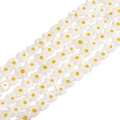Macro view of handmade millefiori glass flower beads for DIY jewelry making - 6mm (Approx. 65 Pieces) / Off White
