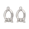 Y2K hollow oval silver charms with white zircon stone for DIY jewelry making - Bowknot Silver Color