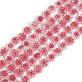 Macro shot of pink millefiori glass beads with red floral patterns for DIY jewelry making - 6mm (Approx. 65 Pieces) / Pink