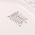 Polished silver 9-pins stainless steel connectors for DIY jewelry making accessories - 0.6x30mm Eye Pin (200 Pieces/Pack)