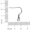 Silver stainless steel earring hooks with 2cm measurement scale for DIY jewelry making - Earring Hook with Bead and Spring (50 Pieces/Pack)