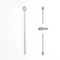 Silver stainless steel eye pin for jewelry making, 40mm length component for bracelets - 0.6x40mm Eye Pin (200 Pieces/Pack)