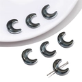 Dettaglio di perline a mezzaluna in vetro 8mm grigio scuro metallizzato glitter per DIY - Mezzaluna / 10 Pezzi/Confezione (15x12mm) / Grigio