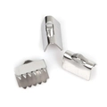 Silver-plated stainless steel ribbon crimp ends with teeth for jewelry making - 8.5mm Crimp End (Smooth) (10 Pieces/Pack)