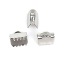 Silver stainless steel ribbon crimp ends with serrated teeth for jewelry making - 6.5mm Crimp End (Smooth) (10 Pieces/Pack)
