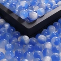 Blue and white gradient resin beads with cat eye effect for DIY jewelry making - Blue & White