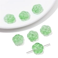 Detalle de cuentas de flores de vidrio verde transparente de 15 mm para joyas DIY - 15mm (Paquete de 10 Piezas) / Degradado blanco y verde