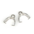 Polished silver stainless steel pinch bail connectors for jewelry making and pendants - 4x10x12mm Bail Clasp (Flat Ring) (20 Pieces/Pack)