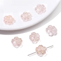 Detailed view of pink translucent cherry blossom glass beads for DIY jewelry making - Sakura Shape (14mm / 10 Pcs/Pack) / Pink