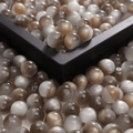 Polished resin cat eye beads in grey and beige tones for DIY jewelry making - Coffee Gray