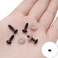 Black plastic safety eyes with threaded stems and washers held in a hand for scale - 4x6mm Black Screw Eye