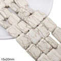 Ορθογώνιες χάντρες λευκού τυρκουάζ howlite 15x20mm για χειροποίητα κοσμήματα DIY - Επίπεδο Τετράγωνο (15x20mm)