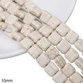 Τετράγωνες χάντρες Howlite 10mm για κοσμήματα με φυσικές γκρι μαρμάρινες υφές - Επίπεδο Τετράγωνο (10mm)
