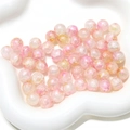 Détail macro de perles rondes en verre craquelé violet pour la création de bijoux DIY - Style de Couleur 1 / 20 Pièces/Paquet (10mm, Trou de 1mm) / Rose Jaune