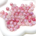 Gros plan de perles en verre aurore rose avec effet d'encre dans un plat en cœur blanc - Style de Couleur 2 / 20 Pièces/Paquet (10mm, Trou de 1mm) / Dégradé Rose Encre