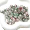Détail de perles en verre craquelé violet avec tourbillons colorés pour bijoux DIY - Style n° 12 / 20 Pièces/Paquet (10mm, Trou de 1mm) / Vert Et Rose Rouge