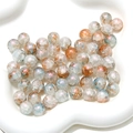 Vue macro de perles en verre craquelé aurore violette pour création de bijoux DIY - Style n° 11 / 20 Pièces/Paquet (10mm, Trou de 1mm) / Aurore Holographique