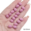 Pink oval ceramic-style beads 8x10mm for DIY jewelry making and handmade crafts - Olive Beads / 5 Pcs/Pack / Purple