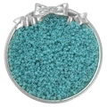 Round light blue glass seed beads with silver-lined core in a decorative silver tray - 10g/Pack (Approx. 300 pcs) / Emerald Green