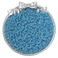 Light blue glass beads 3mm for DIY jewelry making in a silver bow decorative tray - 10g/Pack (Approx. 300 pcs) / Sapphire Blue