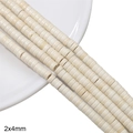 Σειρά από 2x4mm κρεμ λευκές συνθετικές κυλινδρικές χάντρες heishi για χειροποίητα κοσμήματα - Επίπεδη Χάντρα (2x4mm)