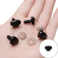 Black plastic safety eyes for DIY dolls with spiral bolts and clear washers - 12x15mm Black Screw Nose