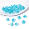 Translucent water blue lily-of-the-valley glass beads with glitter for DIY jewelry making - 10 Pieces/Pack (12x7mm) / Peacock Blue
