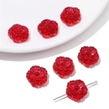 Cuentas de flores de resina roja de 15mm con pétalos traslúcidos para joyería DIY - 15mm (Paquete de 10 Piezas) / Rojo