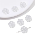 Cuenta de vidrio camelia de 15mm blanco perlado con brillo aurora para joyería DIY - 15mm (Paquete de 10 Piezas) / Blanco