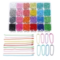 Set de 120 cadenas de bolas de metal de colores con caja de 24 compartimentos para joyería DIY - Caja de 24 Rejillas Cadenas de Cuentas Pintadas