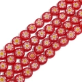 Red Millefiori flower flat glass beads for DIY jewelry making handmade bracelets - 8mm (Approx. 45 Pieces) / Red