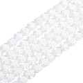 Flat round transparent glass beads with white flower pattern for DIY jewelry making - 8mm (Approx. 45 Pieces) / White