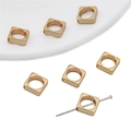 Macro shot of gold plated square CCB spacer beads with center holes for DIY jewelry - Square / 20 Pieces Set / Gold