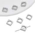 Macro detail of silver square spacer beads with center holes for DIY jewelry making - Square / 20 Pieces Set / Silver