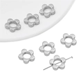Macro detail of silver flower beads for DIY jewelry making with smooth metallic finish - Flower / 20 Pieces Set / Silver