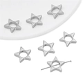 Macro shot of silver star-shaped CCB beads with functional hole for DIY jewelry making - Pentagram / 20 Pieces Set / Silver
