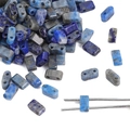 Rechteckige blaue Lapis-Lazuli-Perlen mit Doppelloch für DIY-Schmuckherstellung - 10 Stück (5x2mm) / Lapislazuli