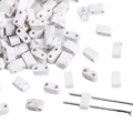 Perle rettangolari piatte a doppio foro con trama in marmo bianco per gioielli fai-da-te - Turchese Bianco