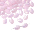 Faceted light pink AB coated oval crystal glass beads for DIY jewelry making - 10 Pieces Pack / Solid Pink