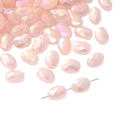 Pink faceted oval glass beads with iridescent AB coating for DIY jewelry making - 10 Pieces Pack / Solid Light Pink