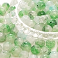 DIY round glass beads with green and white cracked texture for jewelry making - 10mm / Dark Forest Green / 20Pcs/Pack