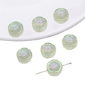 Cuentas de flores de vidrio aurora verde claro irisadas para joyas DIY y pulseras caseras - Verde