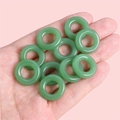 Green faux jade glass donut beads for DIY handmade jewelry necklace making set - Diameter approx 16mm, Inner Diameter approx 8mm (5 Pieces/Pack) / Dark Green
