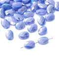Faceted iridescent blue oval glass beads for DIY jewelry making necklace accessories - 10 Pieces Pack / Solid Royal Blue