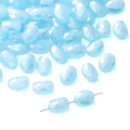 Faceted light blue oval crystal beads with iridescent Aurora Borealis finish for DIY jewelry - 10 Pieces Pack / Solid Light Blue