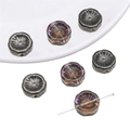 Metallic purple and gunmetal glass flower beads with iridescent finish for DIY jewelry - Gun Black Purple