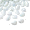Flat oval faceted crystal beads with white AB coating for DIY jewelry making - 10 Pieces Pack / Solid White