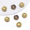 Iridescent aurora glass and gold metal flower petal spacer beads for DIY jewelry - Gold Purple