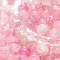 Pink crackle glass round beads for DIY jewelry making displayed in a glass tray - 10mm / Plum Pink / 20Pcs/Pack
