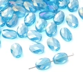 Faceted light blue oval glass beads for DIY jewelry making with transparent crystal finish - 10 Pieces Pack / Transparent Light Blue
